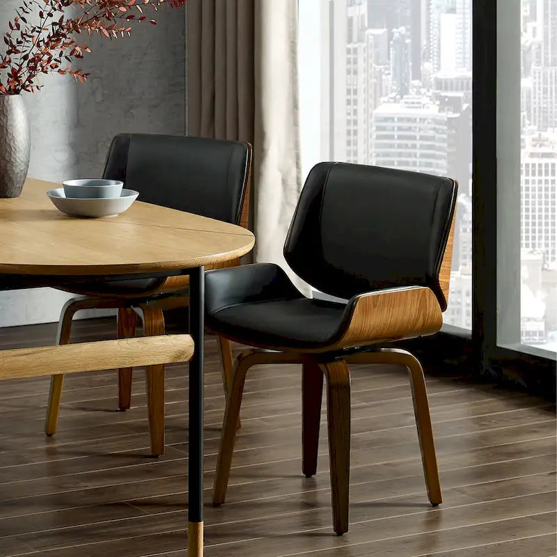 Chaises de salle à manger pivotantes en bois rembourrées (lot de 2)