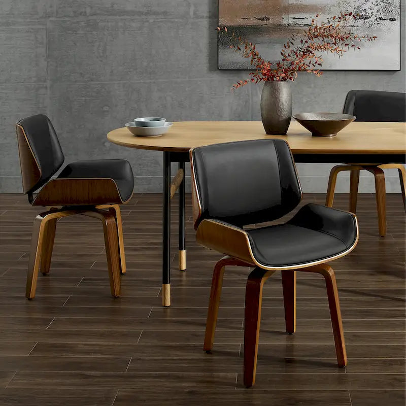 Chaises de salle à manger pivotantes en bois rembourrées (lot de 2)