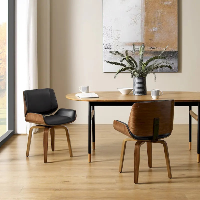 Chaises de salle à manger pivotantes en bois rembourrées (lot de 2)