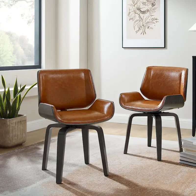 Chaises de salle à manger pivotantes en bois rembourrées (lot de 2)