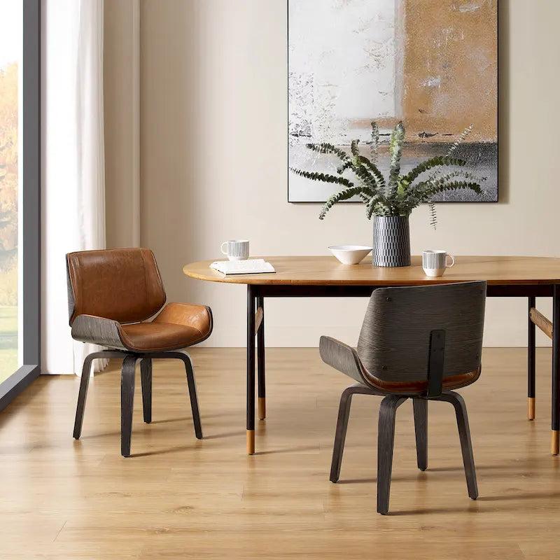 Chaises de salle à manger pivotantes en bois rembourrées (lot de 2)