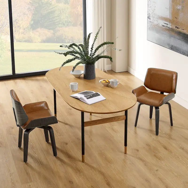 Chaises de salle à manger pivotantes en bois rembourrées (lot de 2)