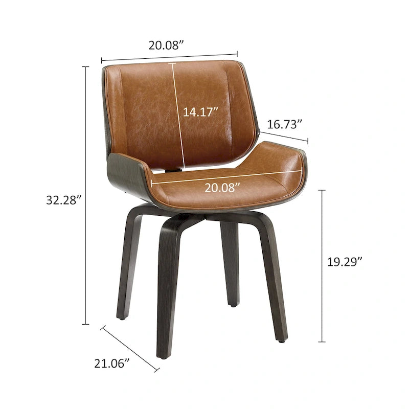 Chaises de salle à manger pivotantes en bois rembourrées (lot de 2)