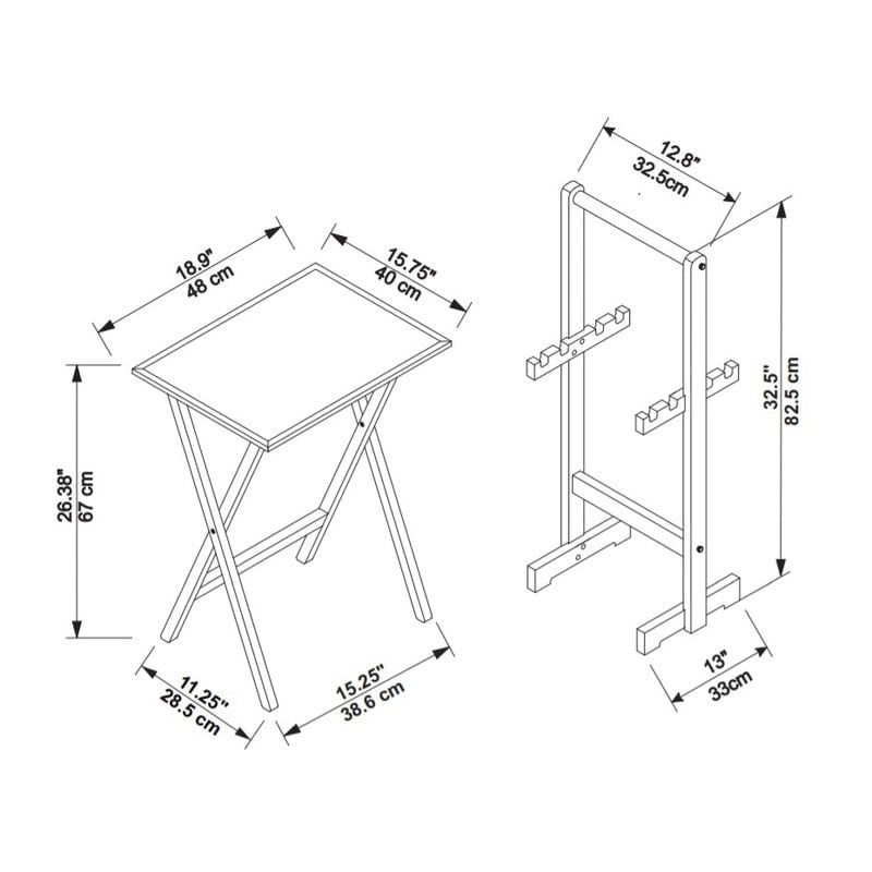 Plateaux de service pliants (4 plateaux + support)