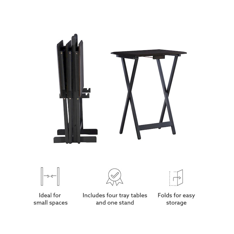 Plateaux de service pliants (4 plateaux + support)
