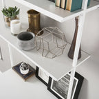 Bureau mural flottant avec étagères - Blanc mat