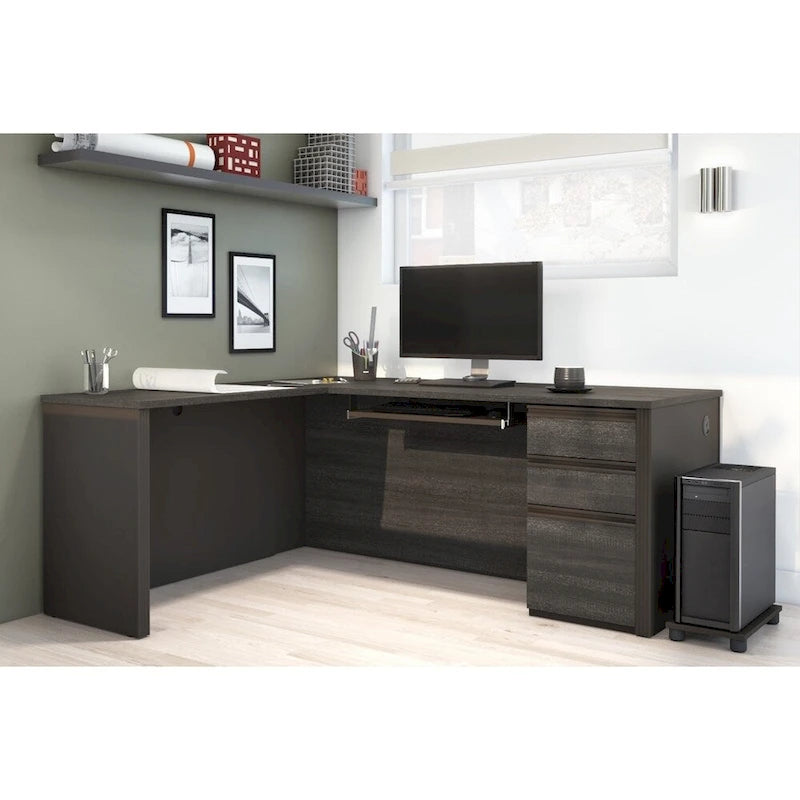 Bureau d'angle en L avec tiroirs de rangement