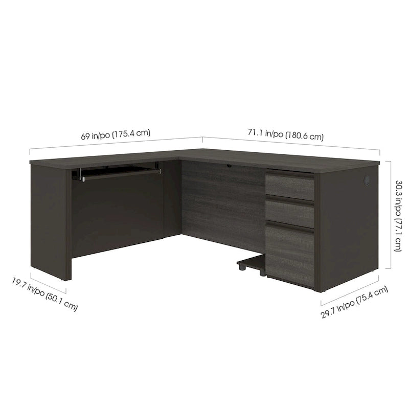 Bureau d'angle en L avec tiroirs de rangement
