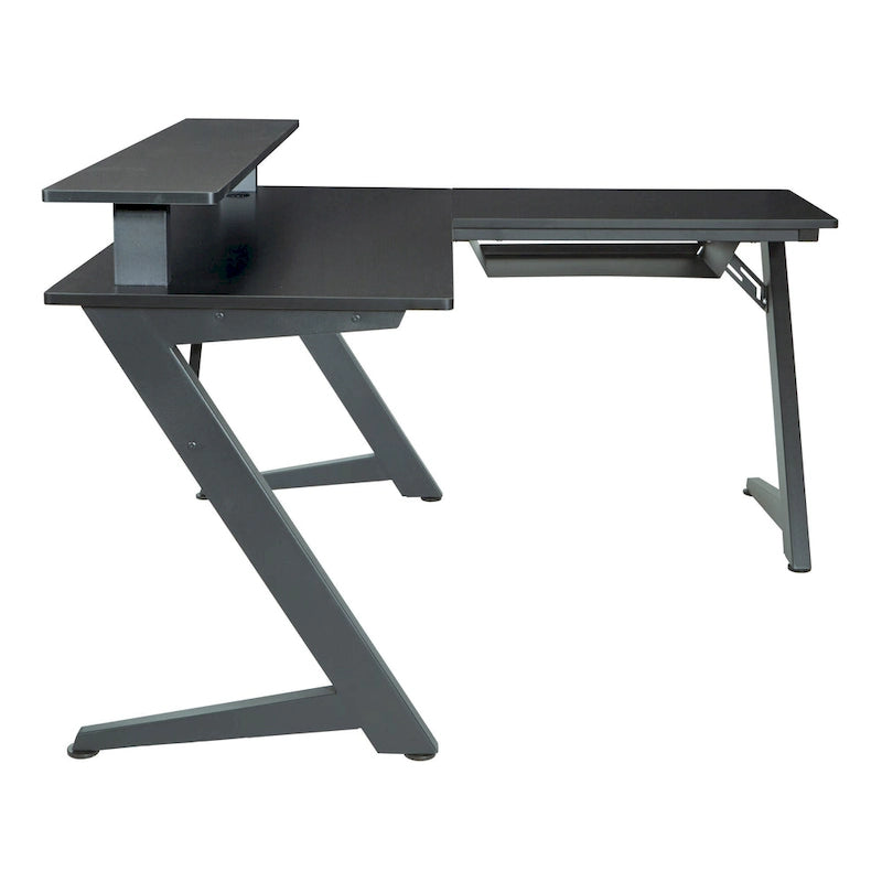 Bureau de jeu en L avec éclairage RGB et hub USB