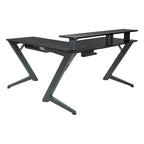 Bureau de jeu en L avec éclairage RGB et hub USB