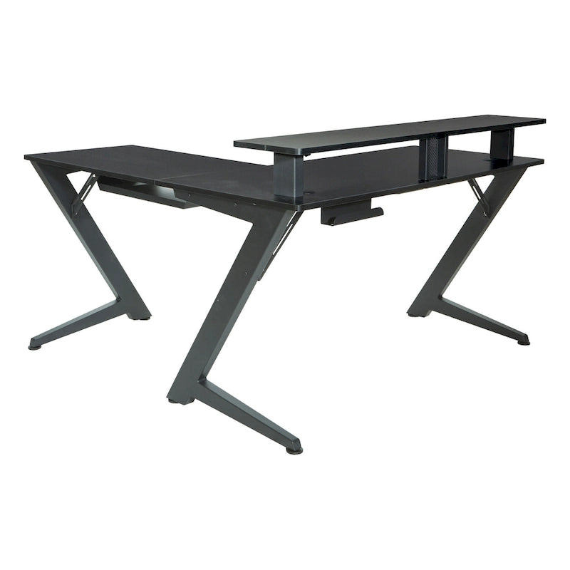 Bureau de jeu en L avec éclairage RGB et hub USB