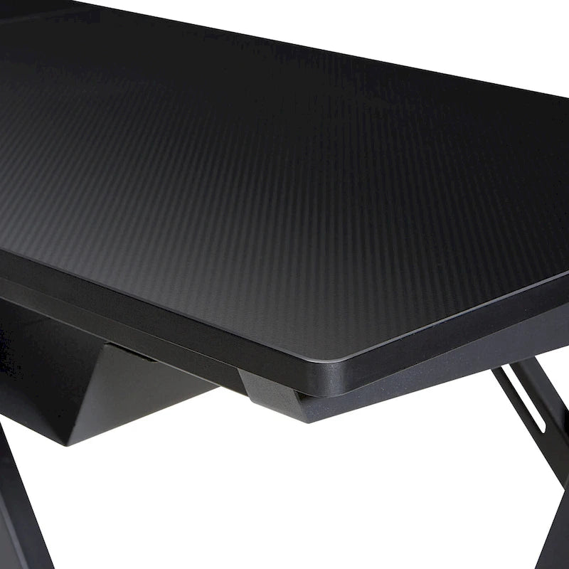 Bureau de jeu en L avec éclairage RGB et hub USB