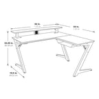 Bureau de jeu en L avec éclairage RGB et hub USB