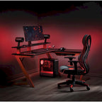 Bureau de jeu en L avec éclairage RGB et hub USB