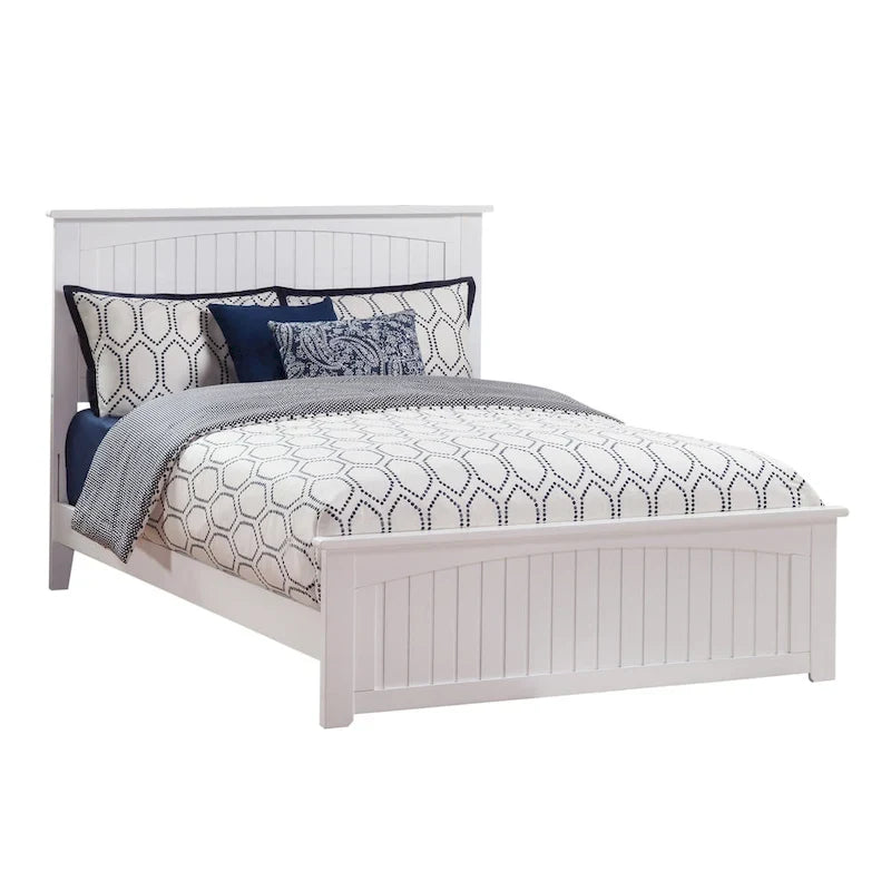 Lit plateforme Queen avec pied de lit assorti en blanc