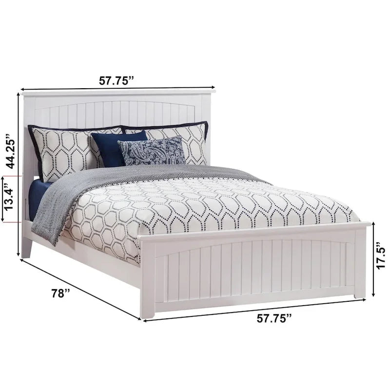 Lit plateforme Queen avec pied de lit assorti en blanc