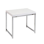 Table d'appoint avec plateau imitation bois et pieds chromés
