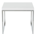 Table d'appoint avec plateau imitation bois et pieds chromés