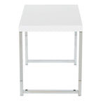 Table d'appoint avec plateau imitation bois et pieds chromés