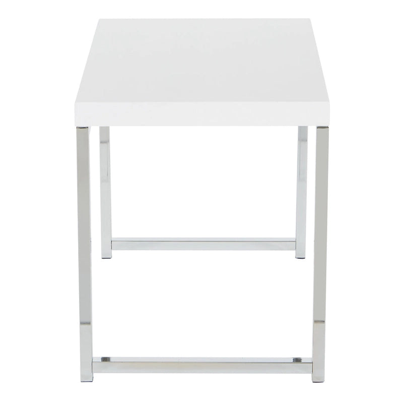 Table d'appoint avec plateau imitation bois et pieds chromés
