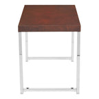 Table d'appoint avec plateau imitation bois et pieds chromés