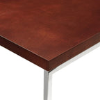 Table d'appoint avec plateau imitation bois et pieds chromés