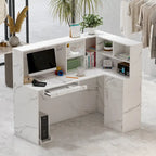 Bureau de réception en bois en L avec tiroir et serrure