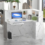 Bureau de réception en bois en L avec tiroir et serrure