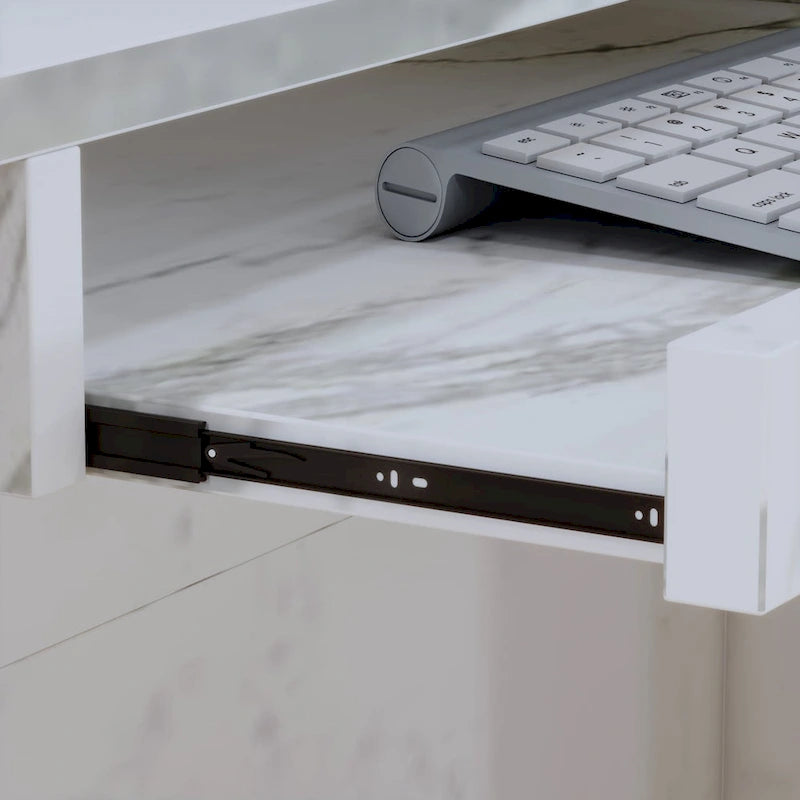Bureau de réception en bois en L avec tiroir et serrure