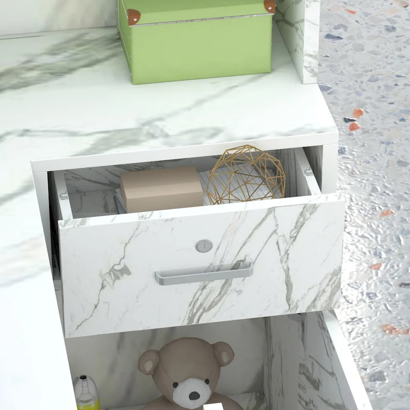 Bureau de réception en bois en L avec tiroir et serrure
