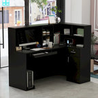 Bureau de réception en bois en L avec tiroir et serrure