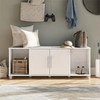 Banc de rangement à chaussures avec assise et portes d'armoire