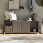 Banc de rangement à chaussures avec assise et portes d'armoire