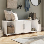 Banc de rangement à chaussures avec assise et portes d'armoire