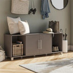 Banc de rangement à chaussures avec assise et portes d'armoire
