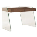 Bureau de travail avec plateau en verre et tiroirs
