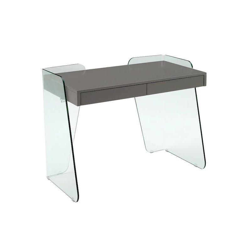 Bureau de travail avec plateau en verre et tiroirs