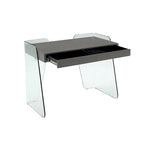 Bureau de travail avec plateau en verre et tiroirs