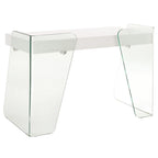 Bureau de travail avec plateau en verre et tiroirs