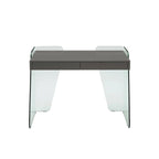 Bureau de travail avec plateau en verre et tiroirs