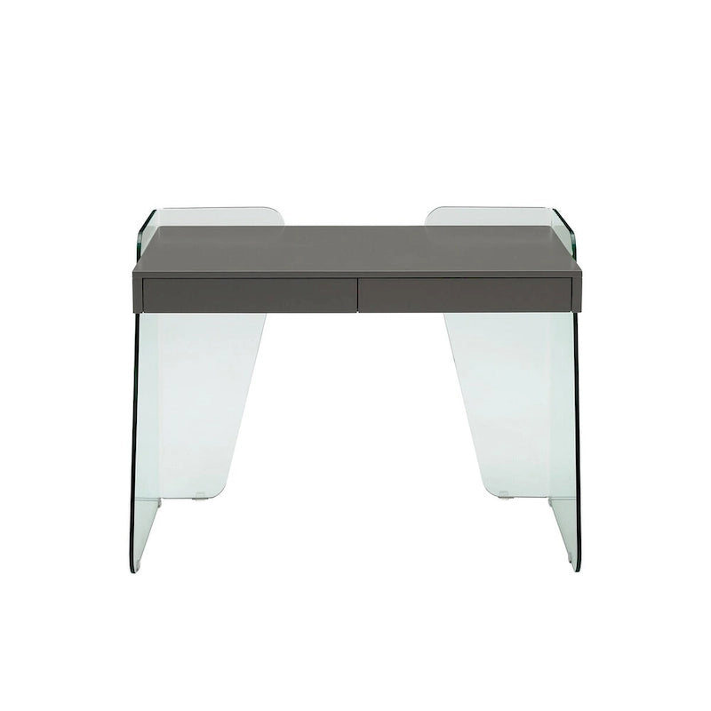 Bureau de travail avec plateau en verre et tiroirs