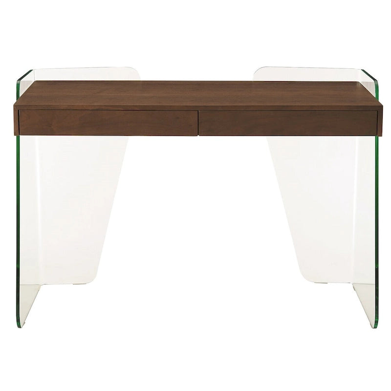Bureau de travail avec plateau en verre et tiroirs