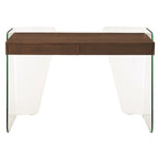 Bureau de travail avec plateau en verre et tiroirs