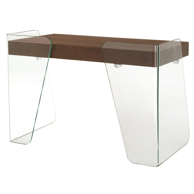 Bureau de travail avec plateau en verre et tiroirs