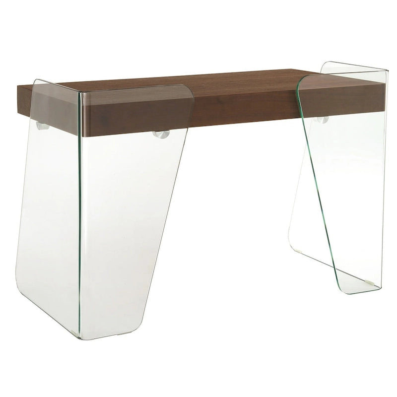 Bureau de travail avec plateau en verre et tiroirs