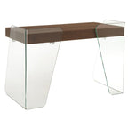 Bureau de travail avec plateau en verre et tiroirs