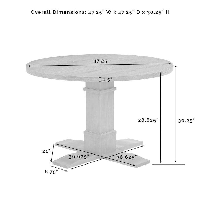 Table à manger ronde 47,25" L x 47,25" P x 30,25" H - Marron rustique