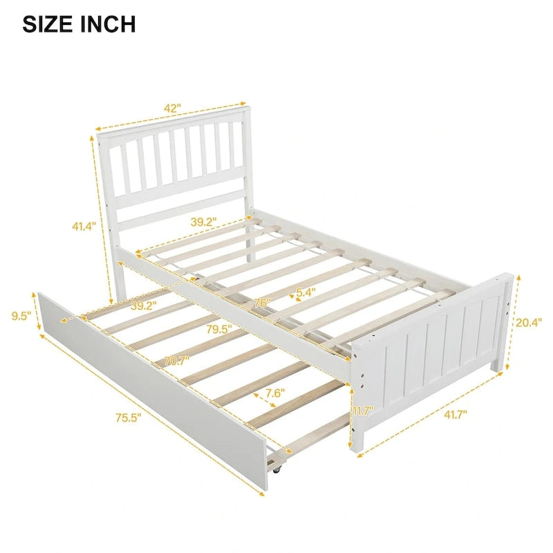 Lit plateforme simple avec lit gigogne