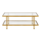 Table basse moderne en acier et verre