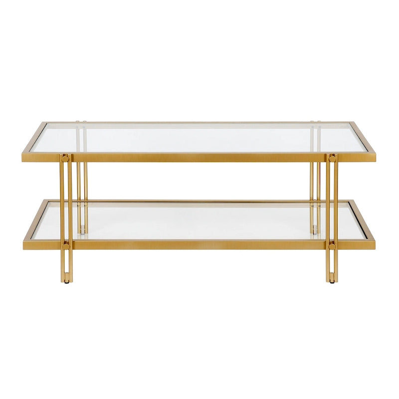Table basse moderne en acier et verre